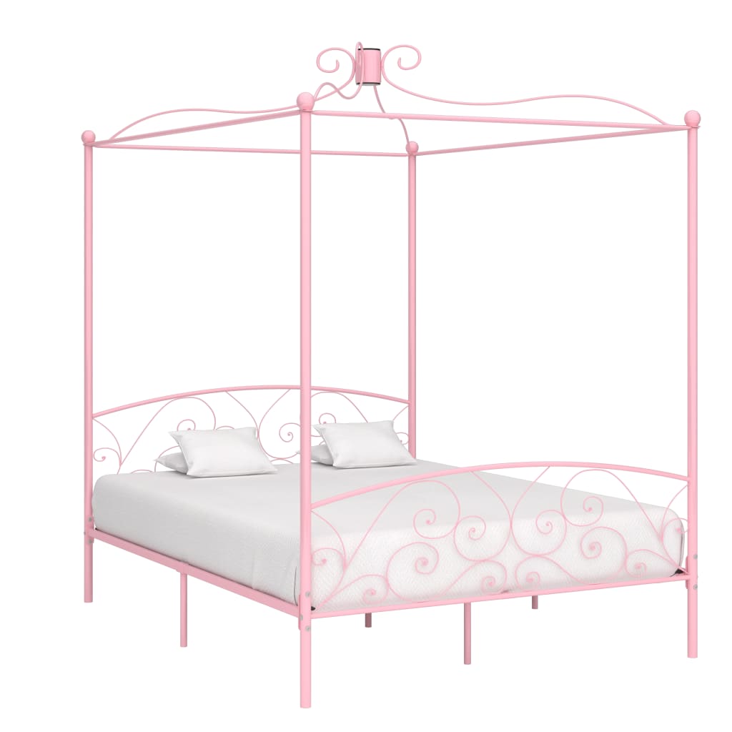 Himmelsengeramme rosa metall 160x200 cm