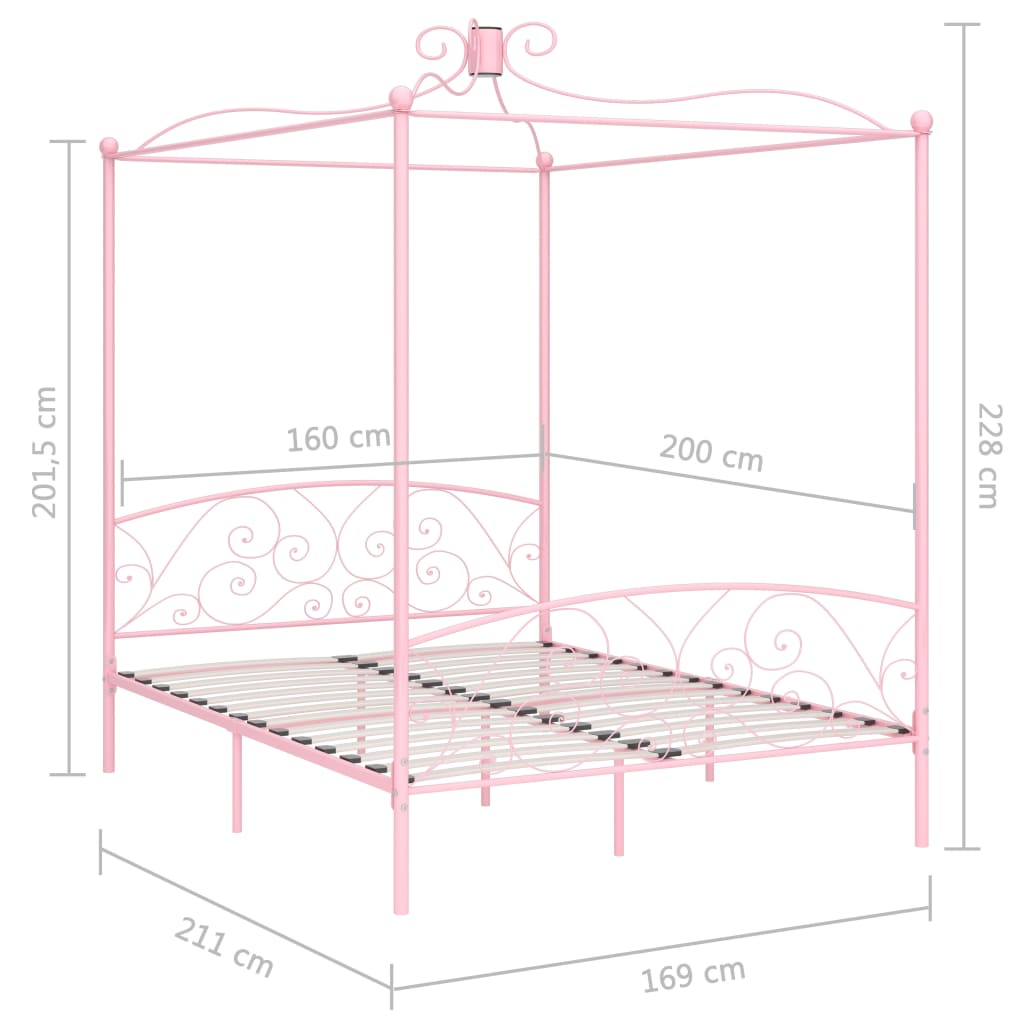 Himmelsengeramme rosa metall 160x200 cm