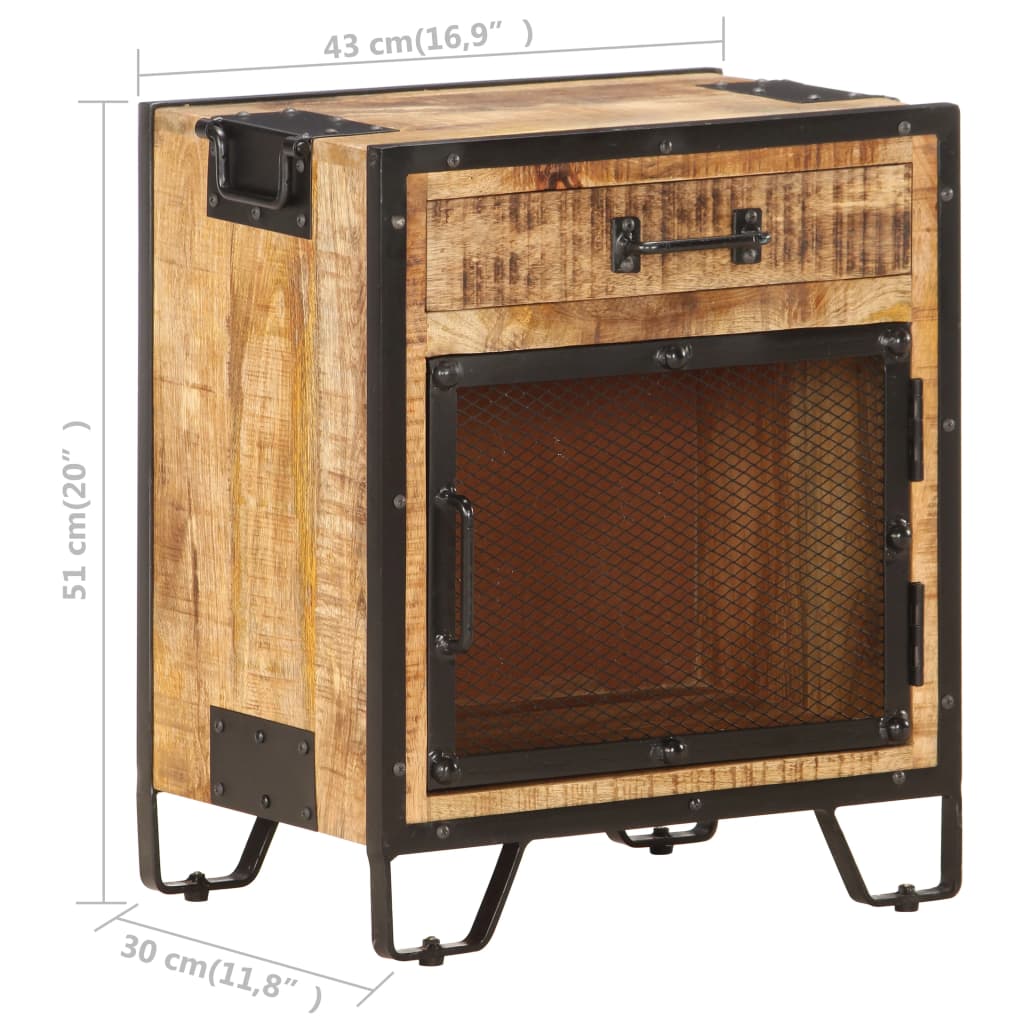 Nattbord 43x30x51 cm grov heltre mango