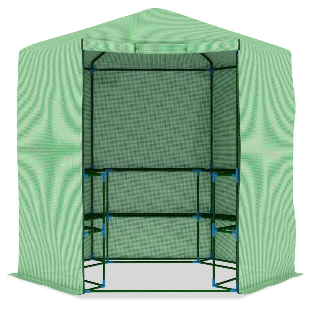Drivhus med hyller stål 227x223 cm