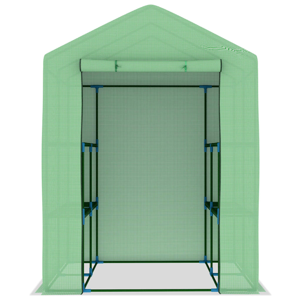 Drivhus med hyller stål 143x143x195 cm