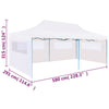 Foldbart popup festtelt med sidevegger 3x6 m stål hvit
