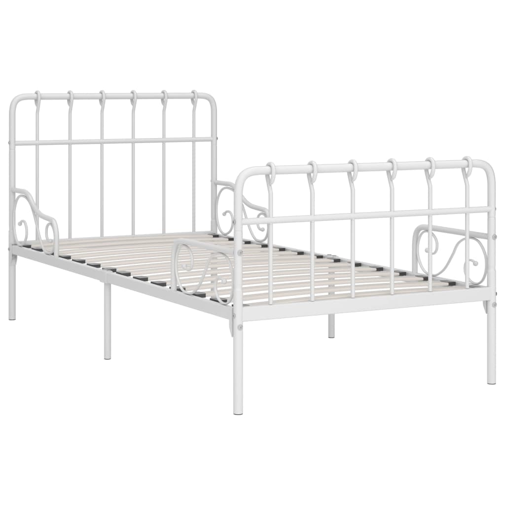 Sengeramme med spilebase hvit metall 90x200 cm