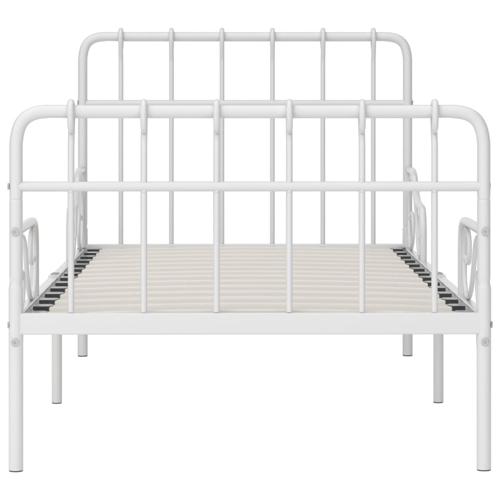 Sengeramme med spilebase hvit metall 90x200 cm