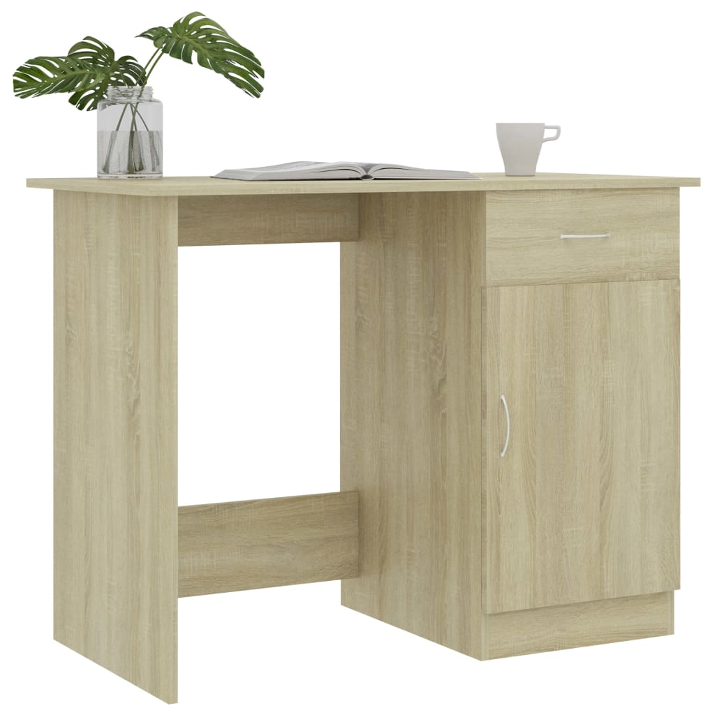Skrivebord sonoma eik 100x50x76 cm konstruert tre