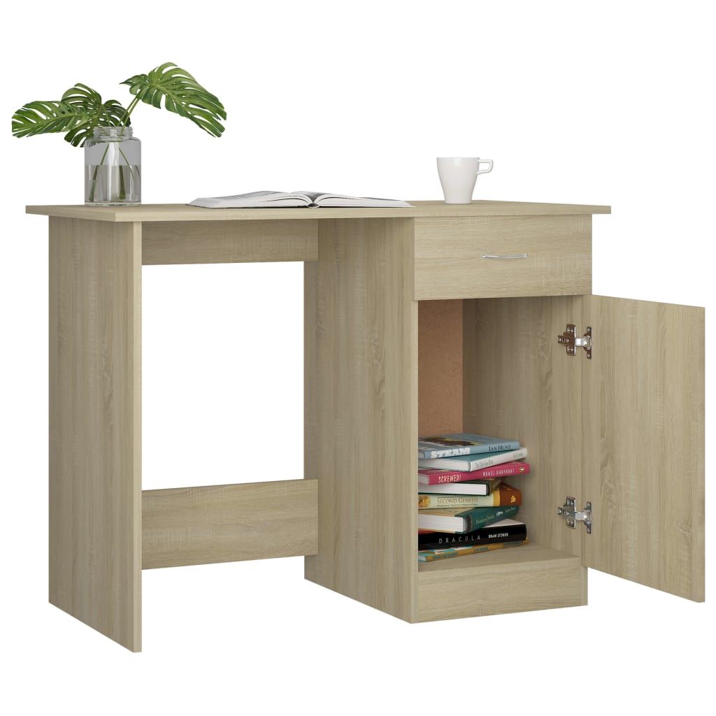 Skrivebord sonoma eik 100x50x76 cm konstruert tre