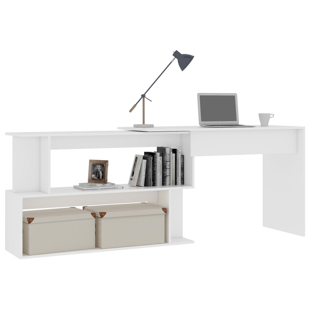 Skrivebord for hjørne hvit 200x50x76 cm konstruert tre