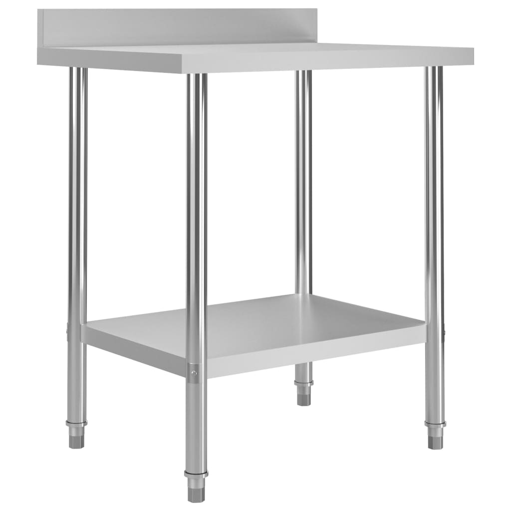 Arbeidsbord for kjøkken med bakplater 80x60x93 rustfritt stål