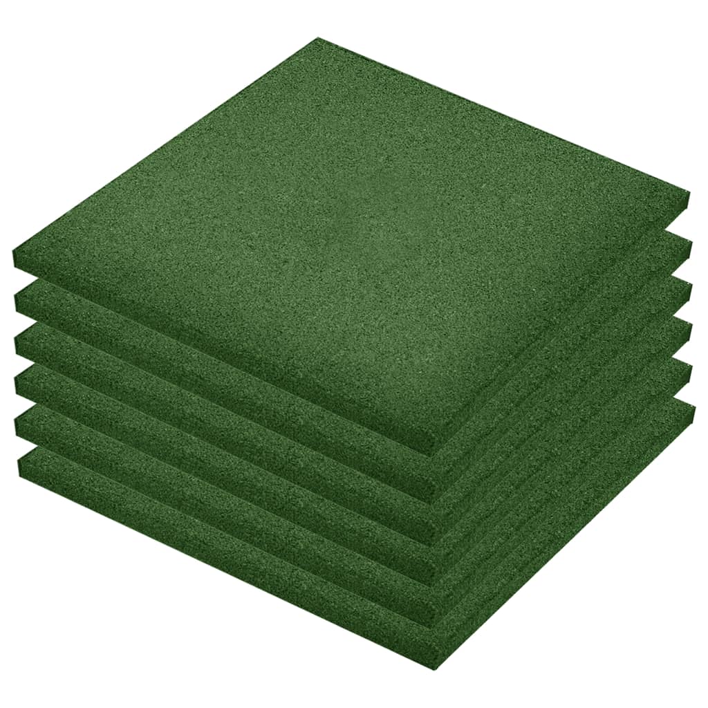 Fallunderlag 6 stk gummi 50x50x3 cm grønn
