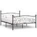 Sengeramme med spilebase svart metall 200x200 cm