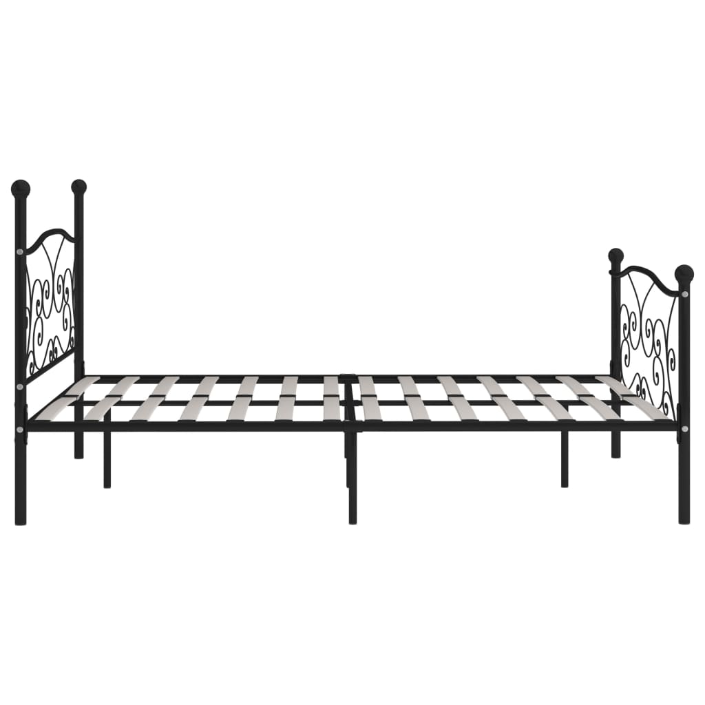 Sengeramme med spilebase svart metall 200x200 cm