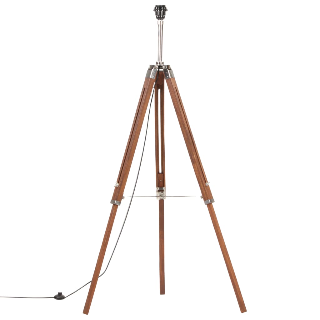 Gulvlampe med stativ honningbrun og grå heltre teak 141 cm