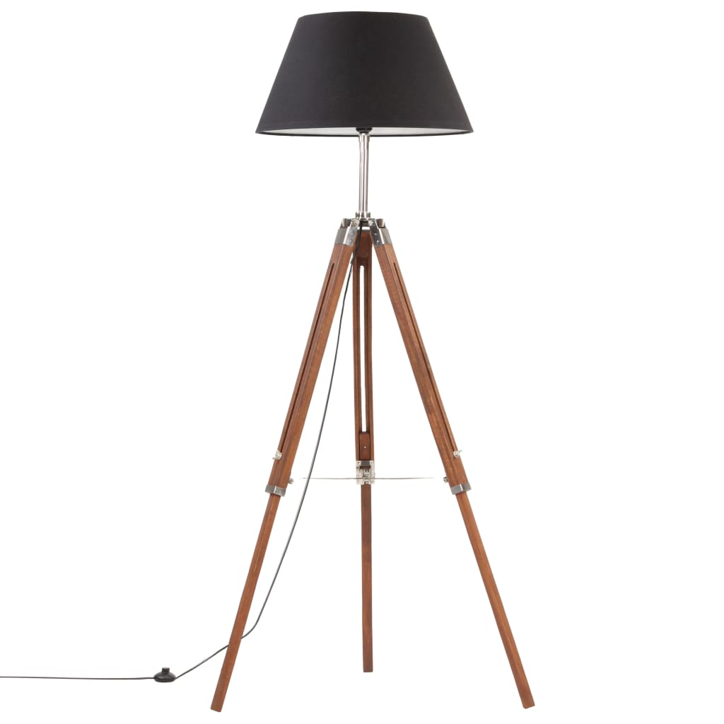 Gulvlampe med stativ honningbrun og svart heltre teak 141 cm