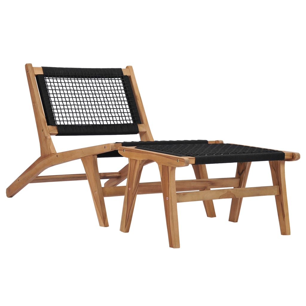 Solseng med fotstøtte heltre teak tre og tau