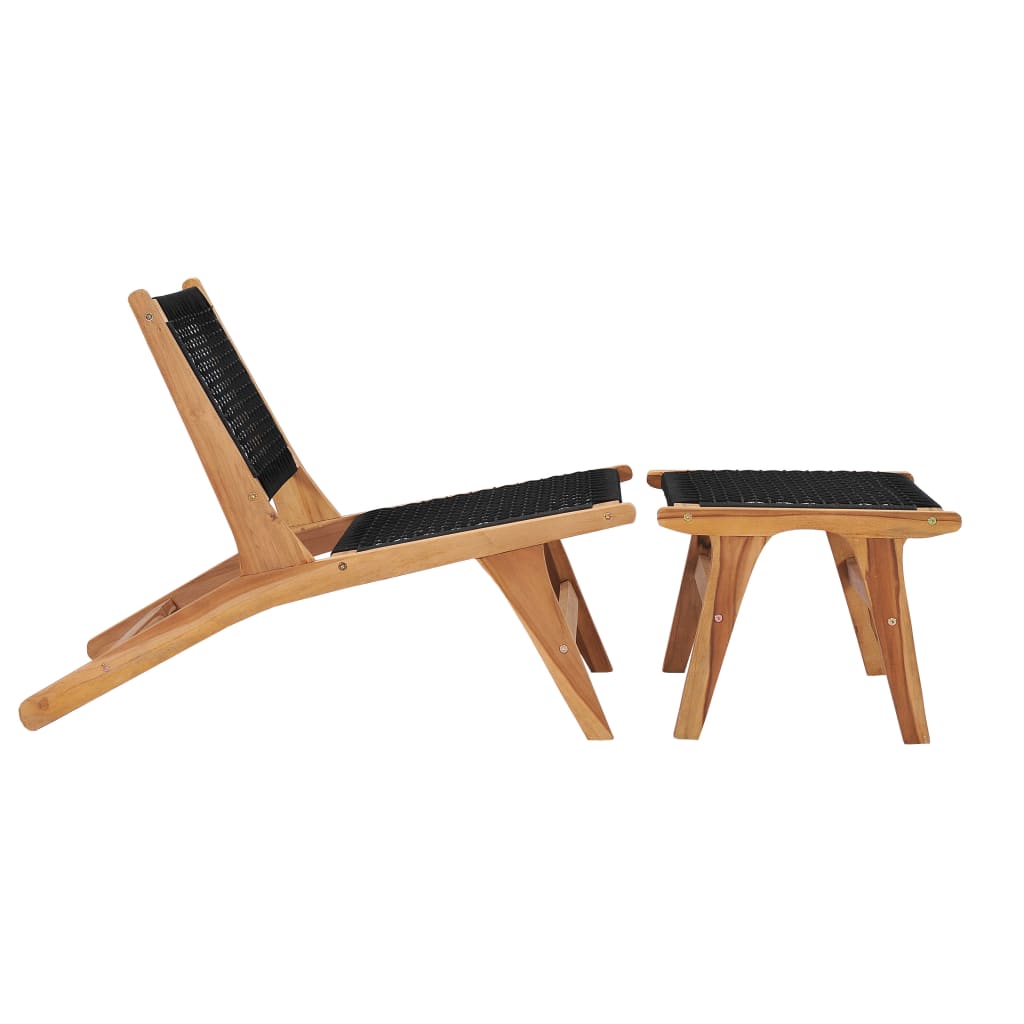 Solseng med fotstøtte heltre teak tre og tau
