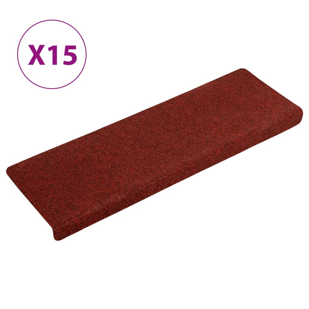 Trappematter selvklebende 15 stk 65x21x4 cm bordeauxrød rektangulær kant