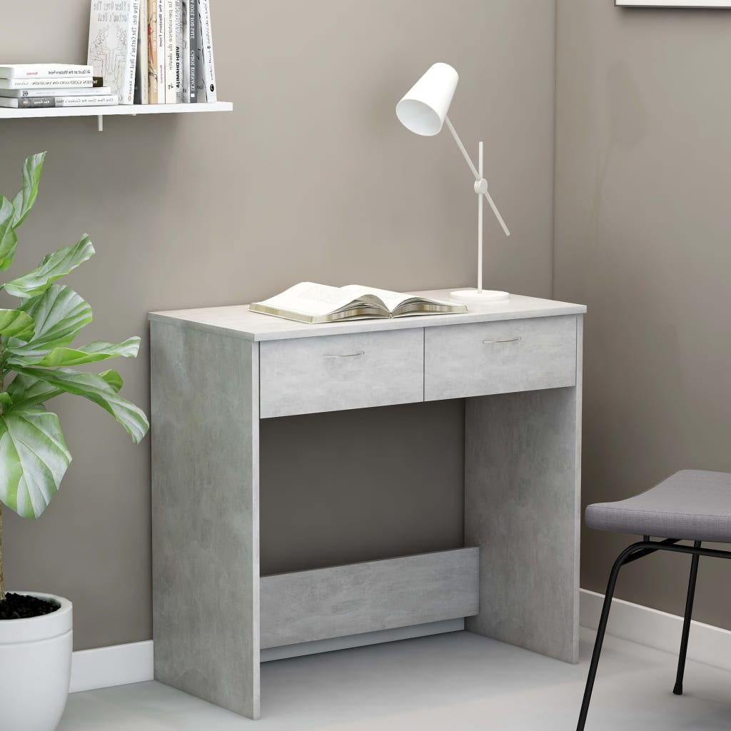 Skrivebord betonggrå 80x40x75 cm konstruert tre