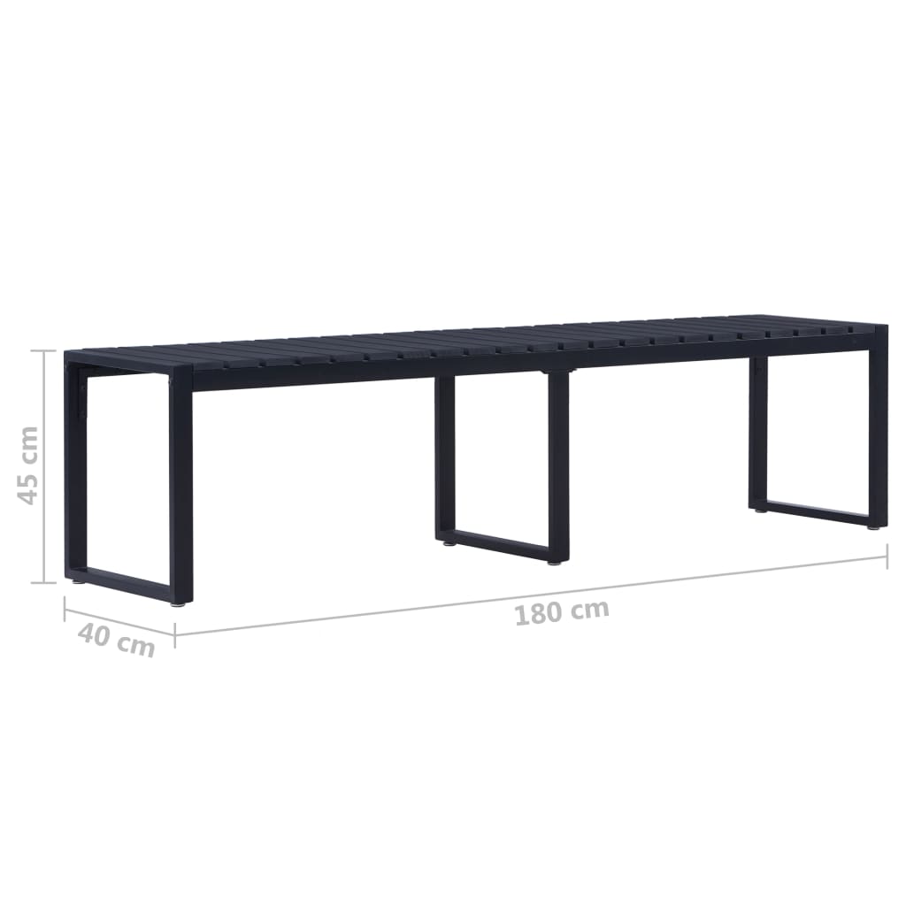 Hagebenk 180 cm PS-brett svart