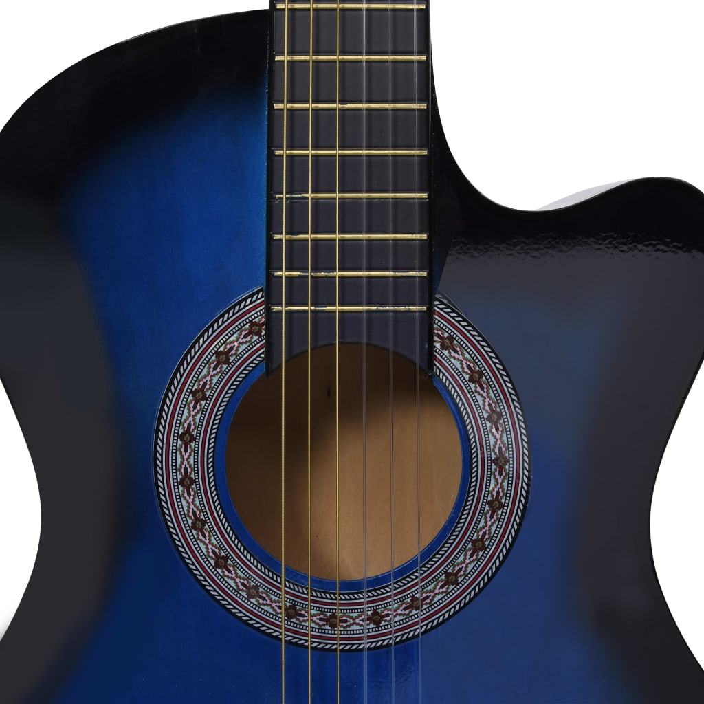 Western klassisk cutaway gitar med 6 strenger blå nyansert 38"