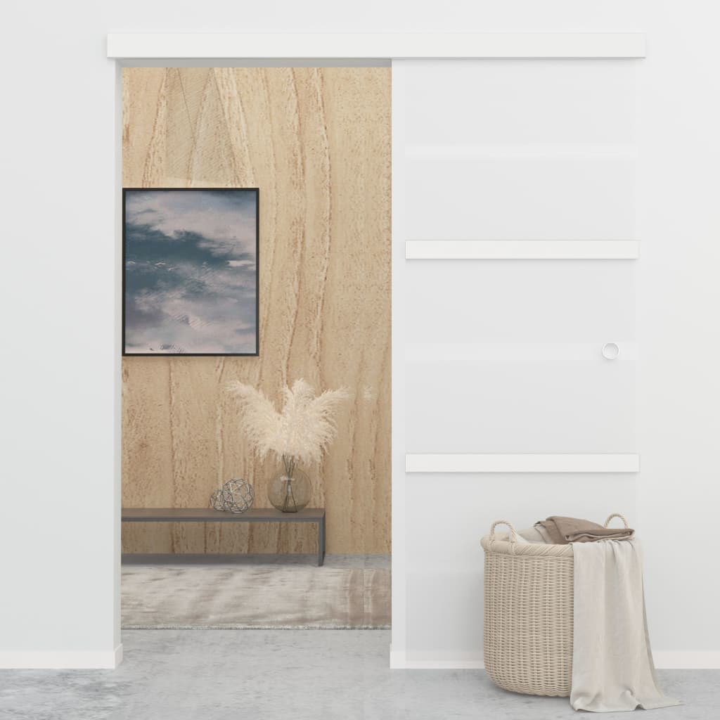 Skyvedør ESG-glass og aluminium 76x212 cm sølv