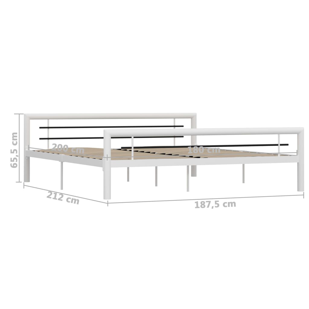 Sengeramme hvit og svart metall 180x200 cm
