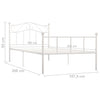 Sengeramme hvit metall 100x200 cm
