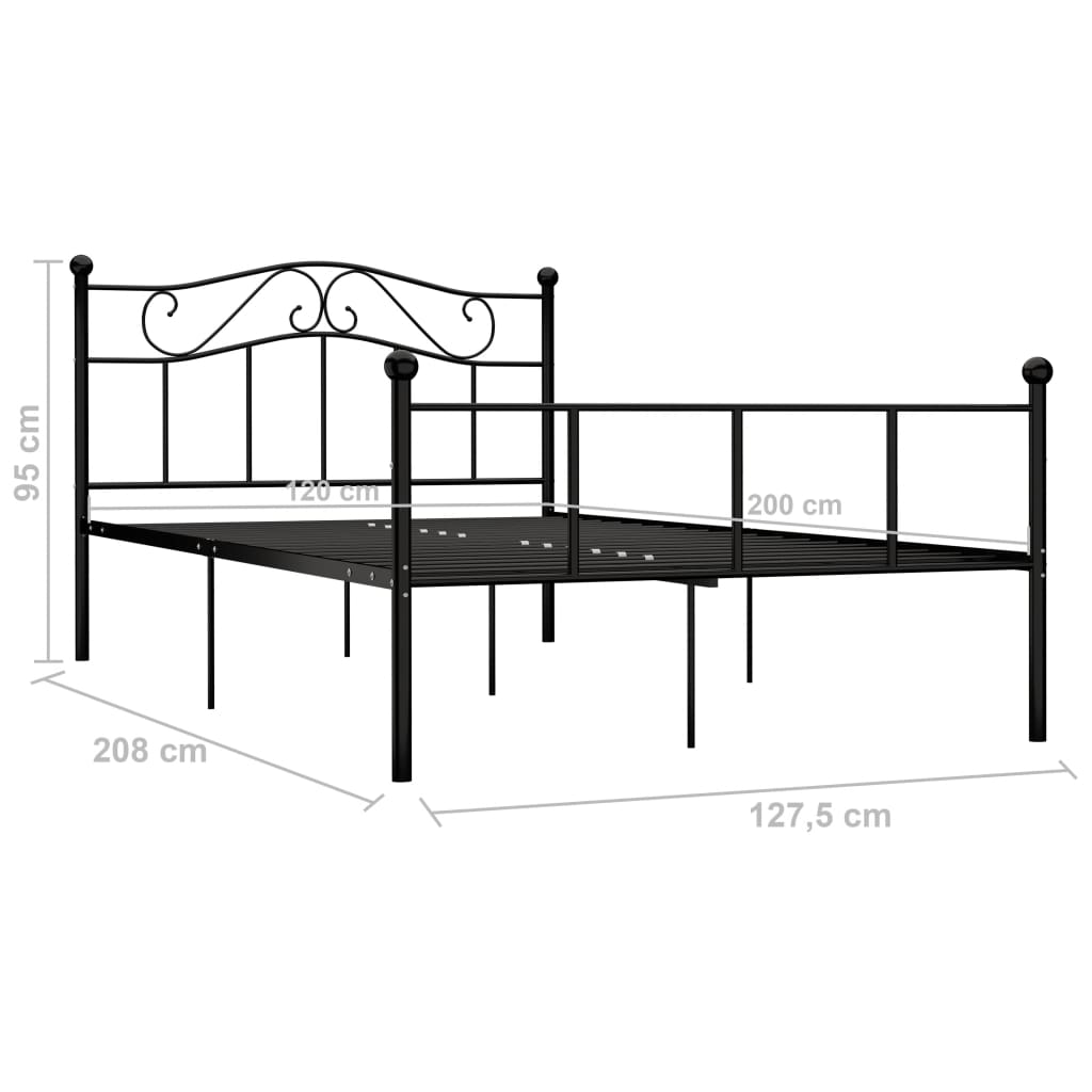 Sengeramme svart metall 120x200 cm