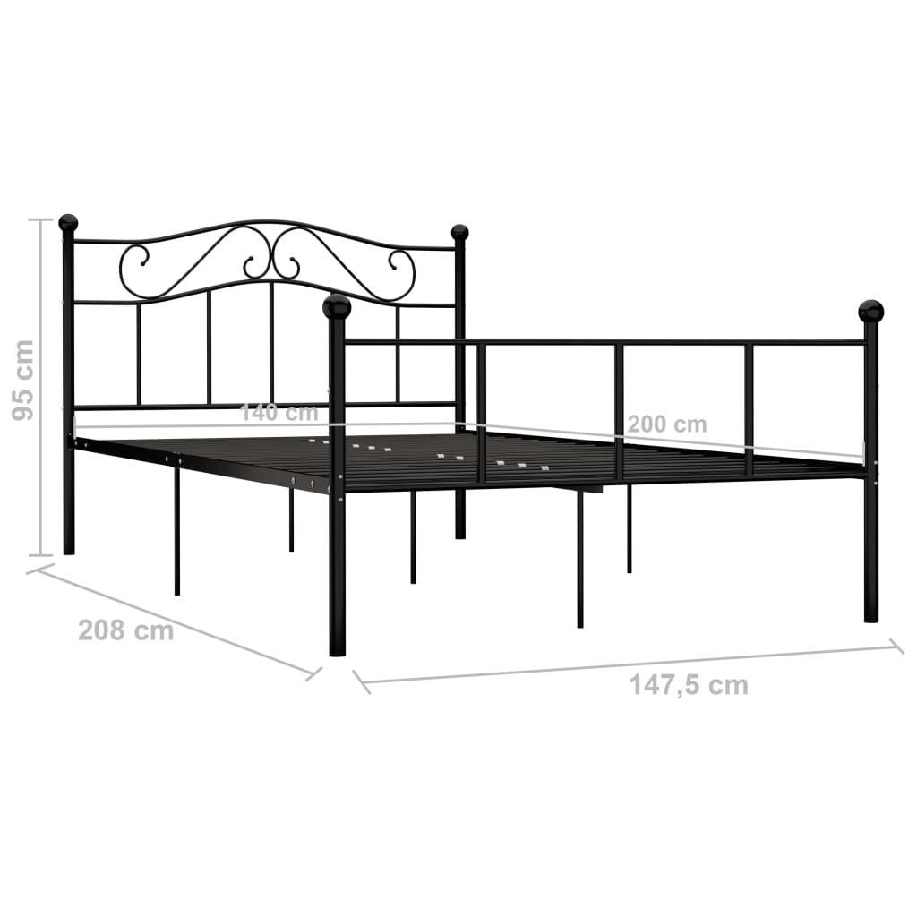 Sengeramme svart metall 140x200 cm