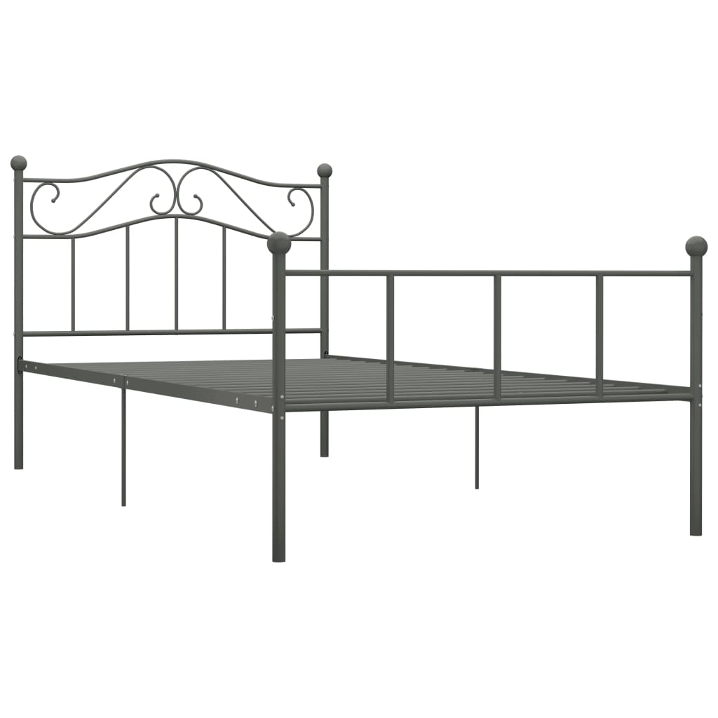 Sengeramme grå metall 100x200 cm