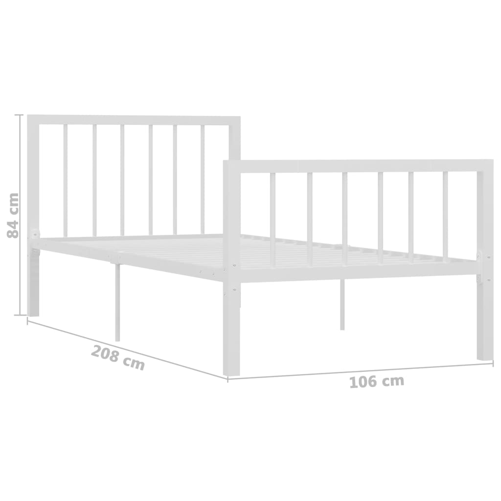 Sengeramme hvit metall 100x200 cm