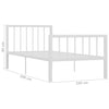 Sengeramme hvit metall 100x200 cm