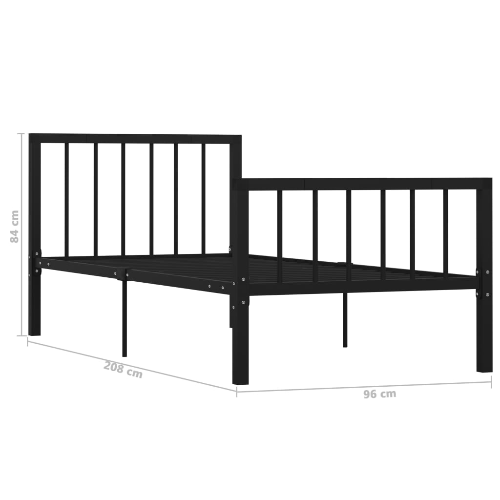 Sengeramme svart metall 90x200 cm