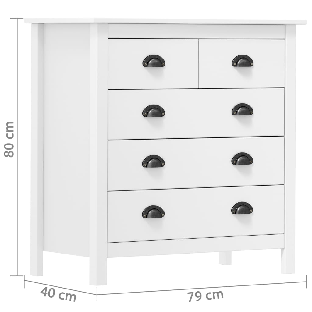 Skjenk Hill hvit 79x40x80 cm heltre furu