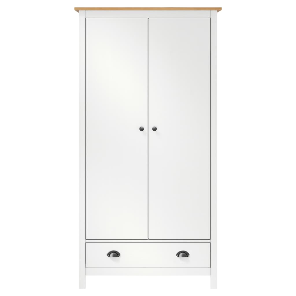 Garderobeskap 2 dører Hill hvit 89x50x170 cm heltre furu