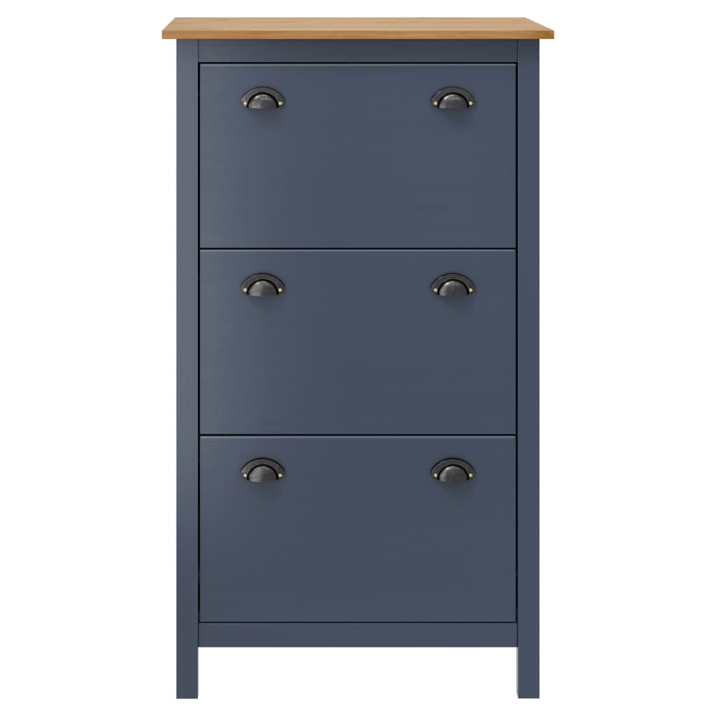 Skoskap Hill grå 72x35x124 cm heltre furu