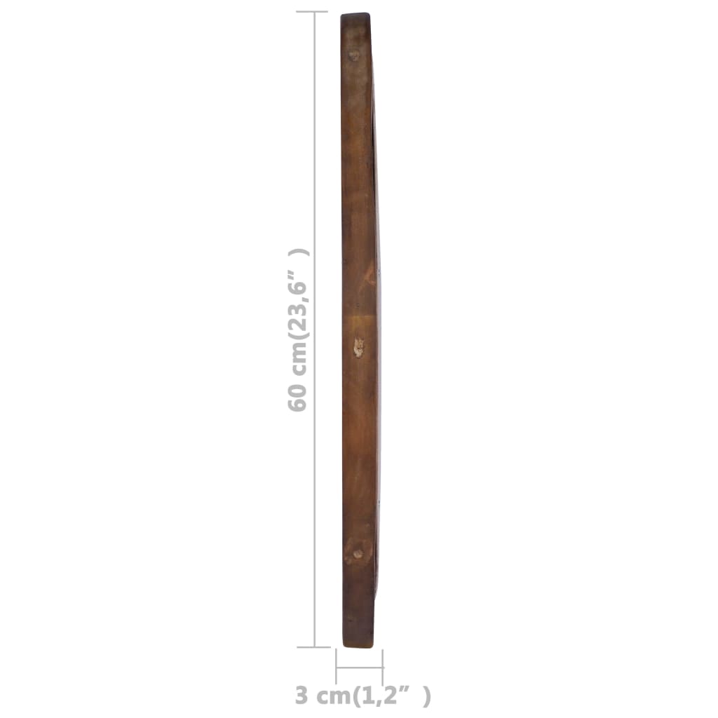 Veggspeil 60 cm teak rund