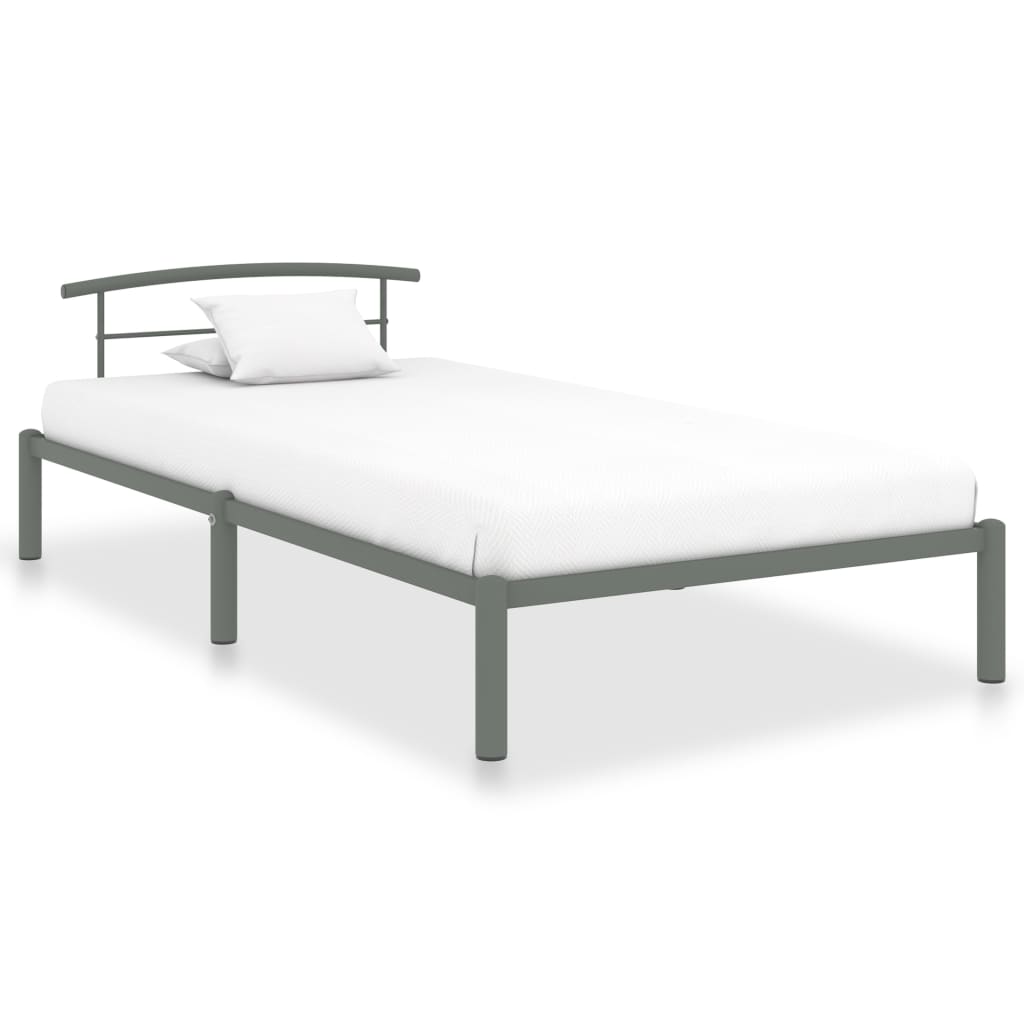 Sengeramme grå metall 90x200 cm