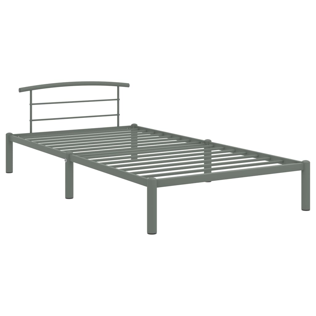 Sengeramme grå metall 90x200 cm