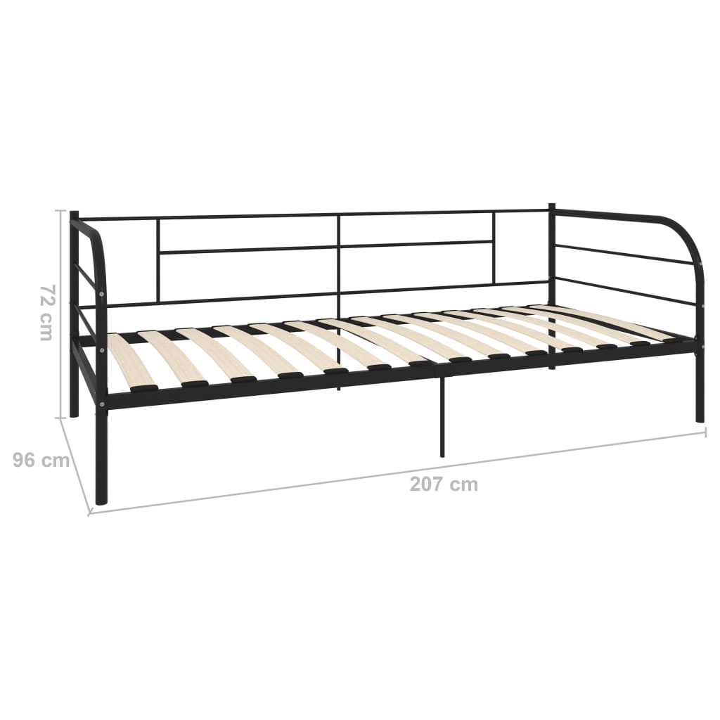 Ramme til dagseng svart metall 90x200 cm