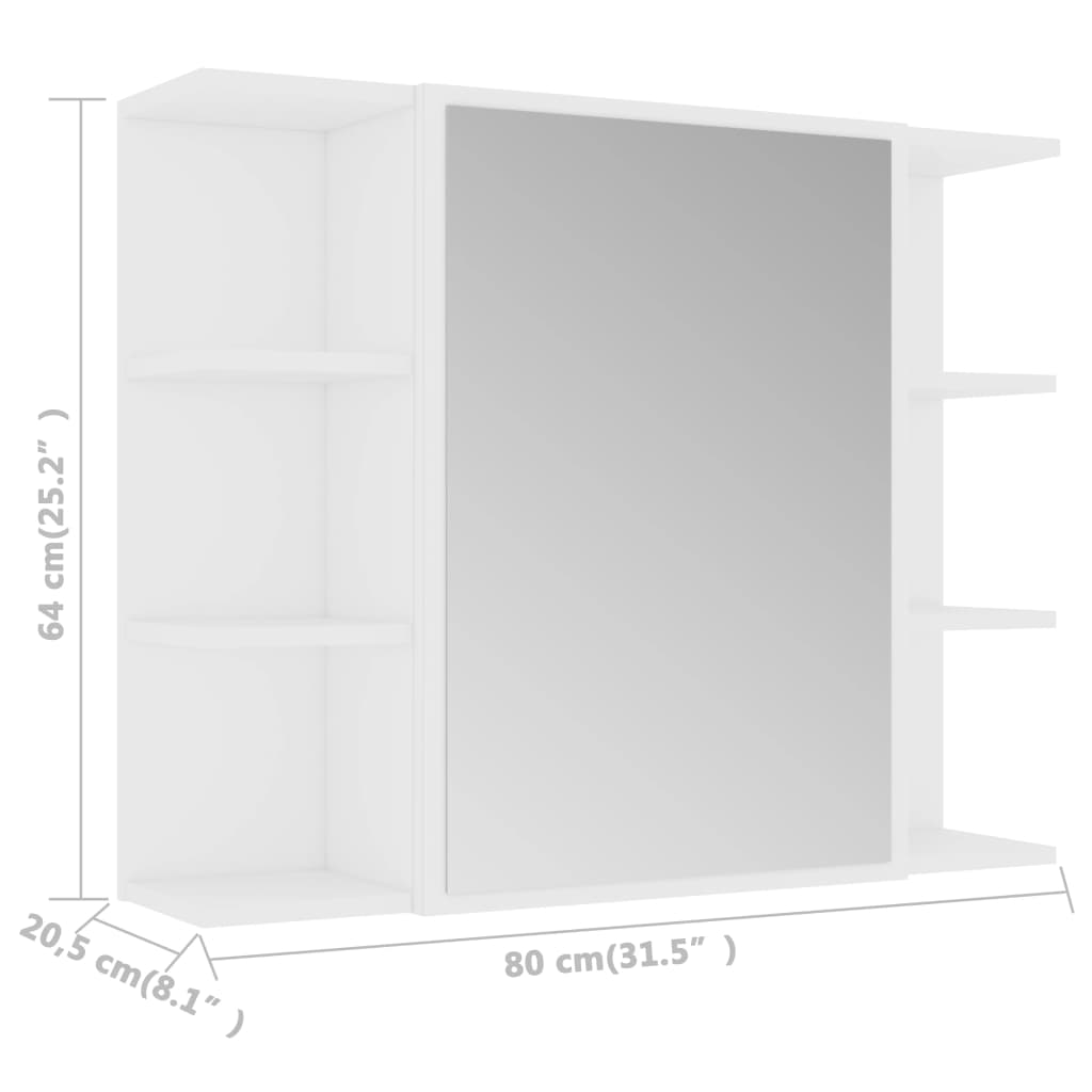 Speilskap til baderom hvit 80x20,5x64 cm konstruert tre