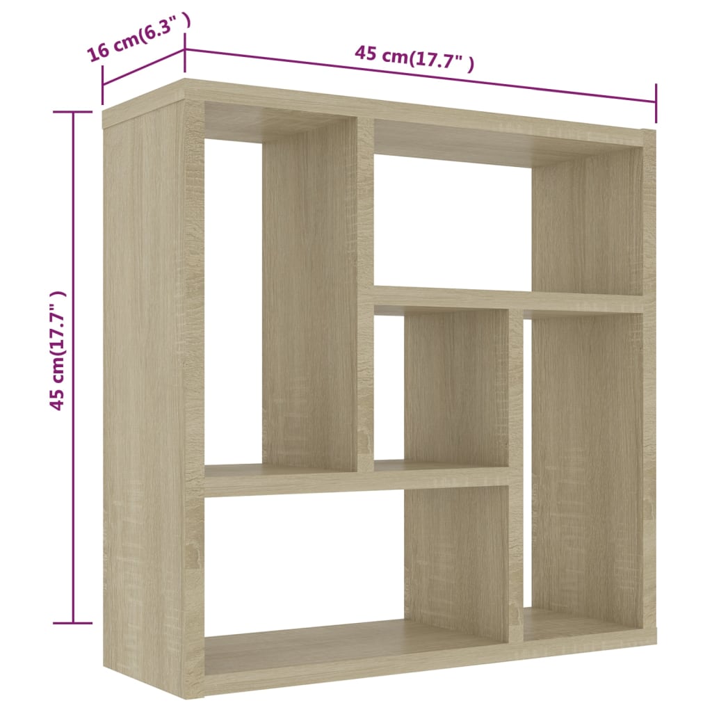 Vegghylle sonoma eik 45,1x16x45,1 cm konstruert tre