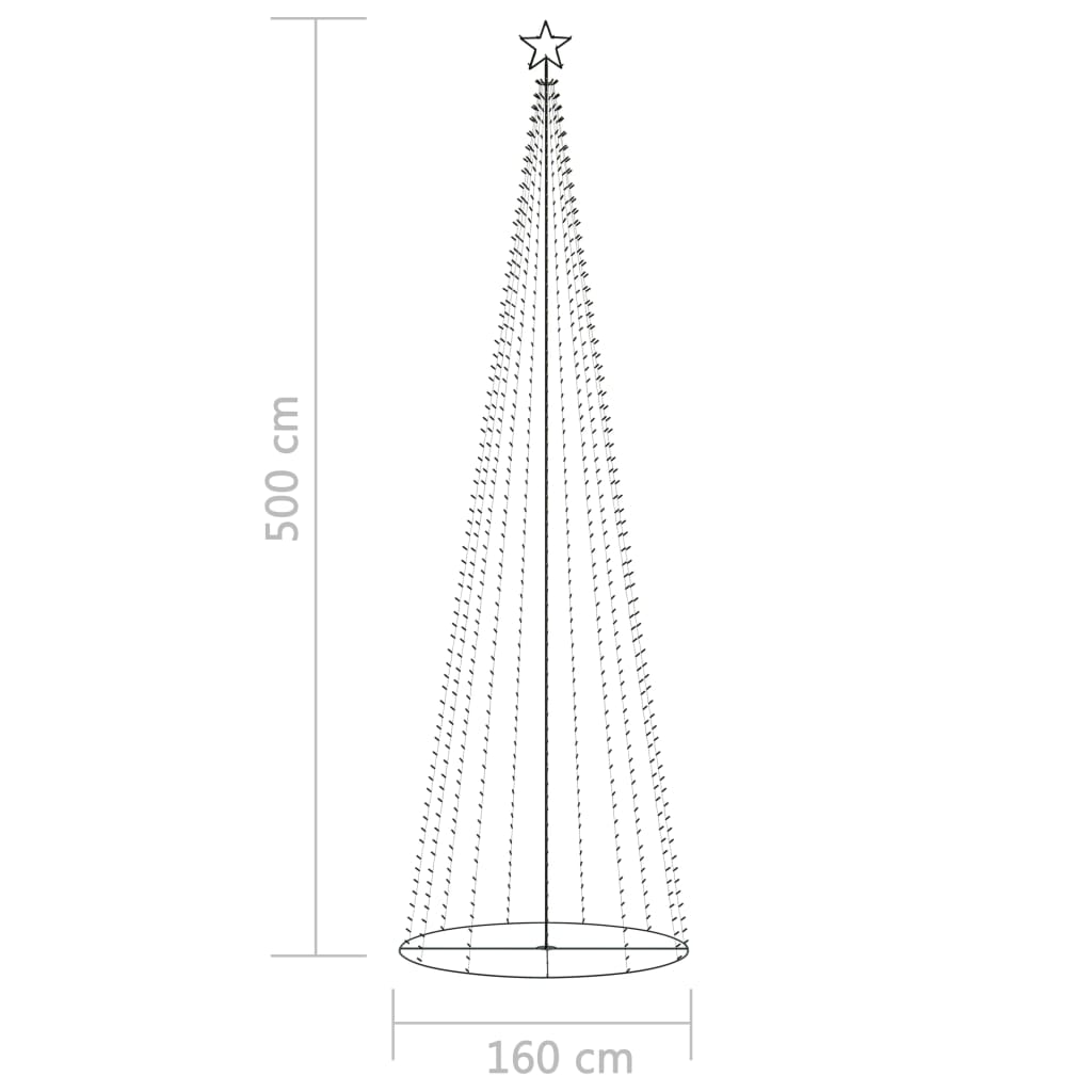 Juletre kjegle 752 fargerike lysdioder 160x500 cm