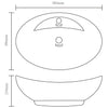 Luksuriøs servant med overløp oval matt hvit 58,5x39cm keramisk