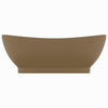 Luksuriøs servant med overløp oval matt krem 58,5x39cm keramisk