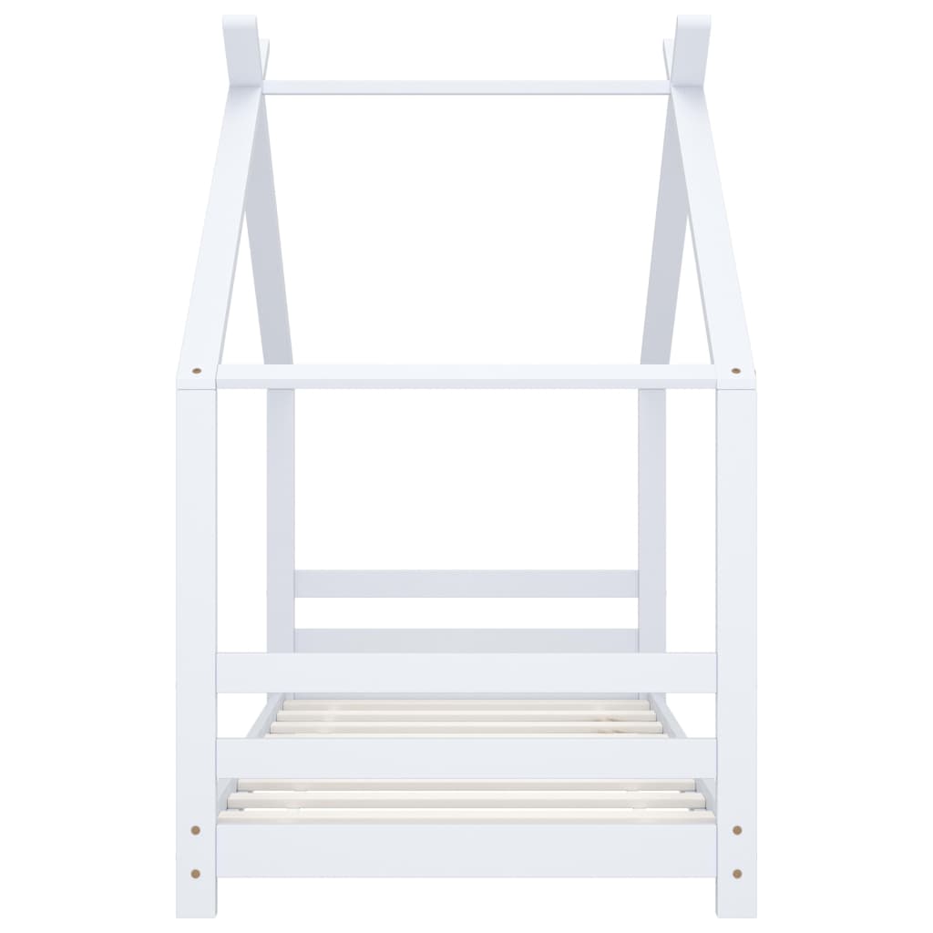 Sengeramme for barn heltre furu hvit 80x160 cm