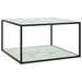 Salongbord svart med hvitt marmorglass 90x90x50 cm