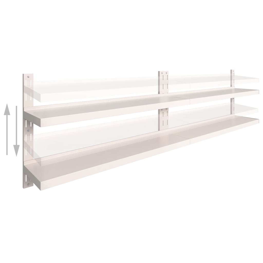 Flytende vegghyller 2 nivåer 2 stk rustfritt stål 300x30 cm