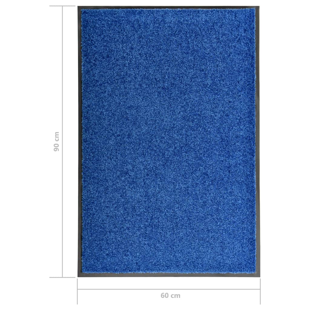Dørmatte vaskbar blå 60x90 cm