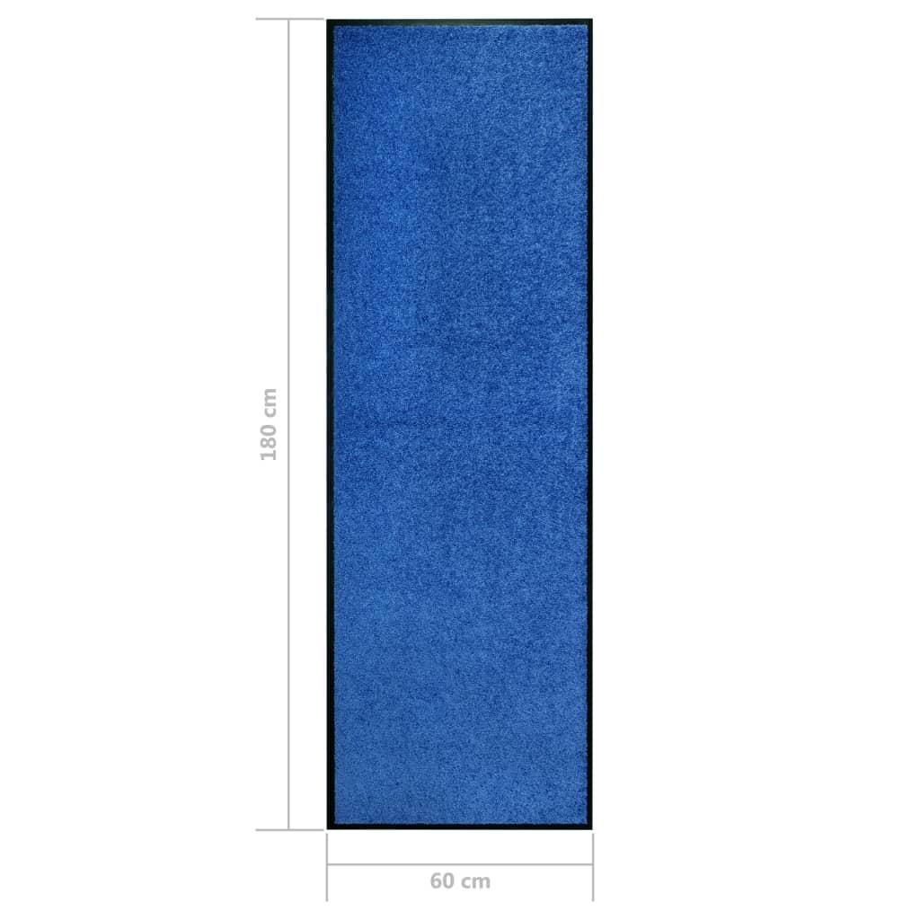 Dørmatte vaskbar blå 60x180 cm