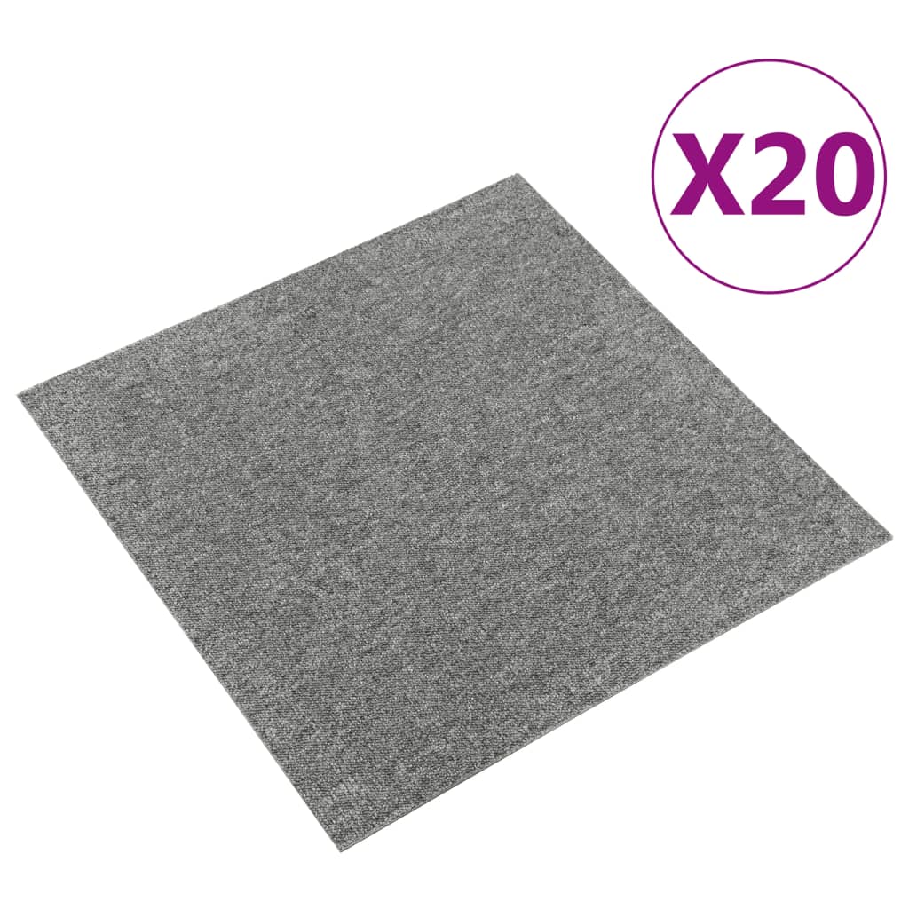 Teppefliser gulv 20 stk 5 m² 50x50 cm grå